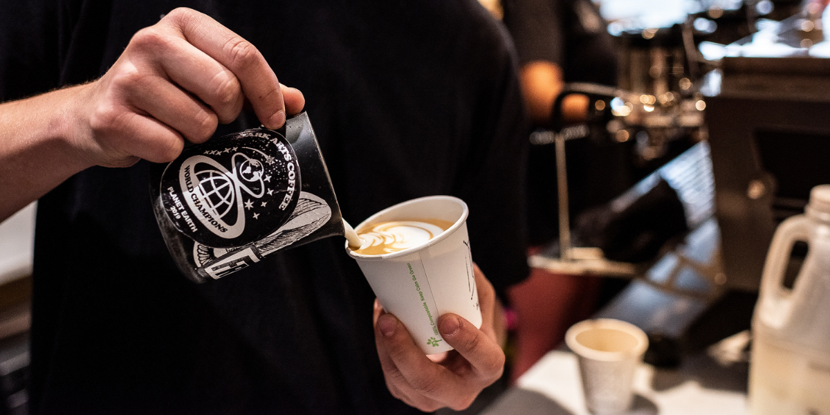 Coffee being poured into a cup