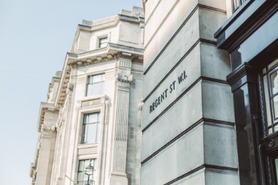 Regent Street W1 sign on side of building