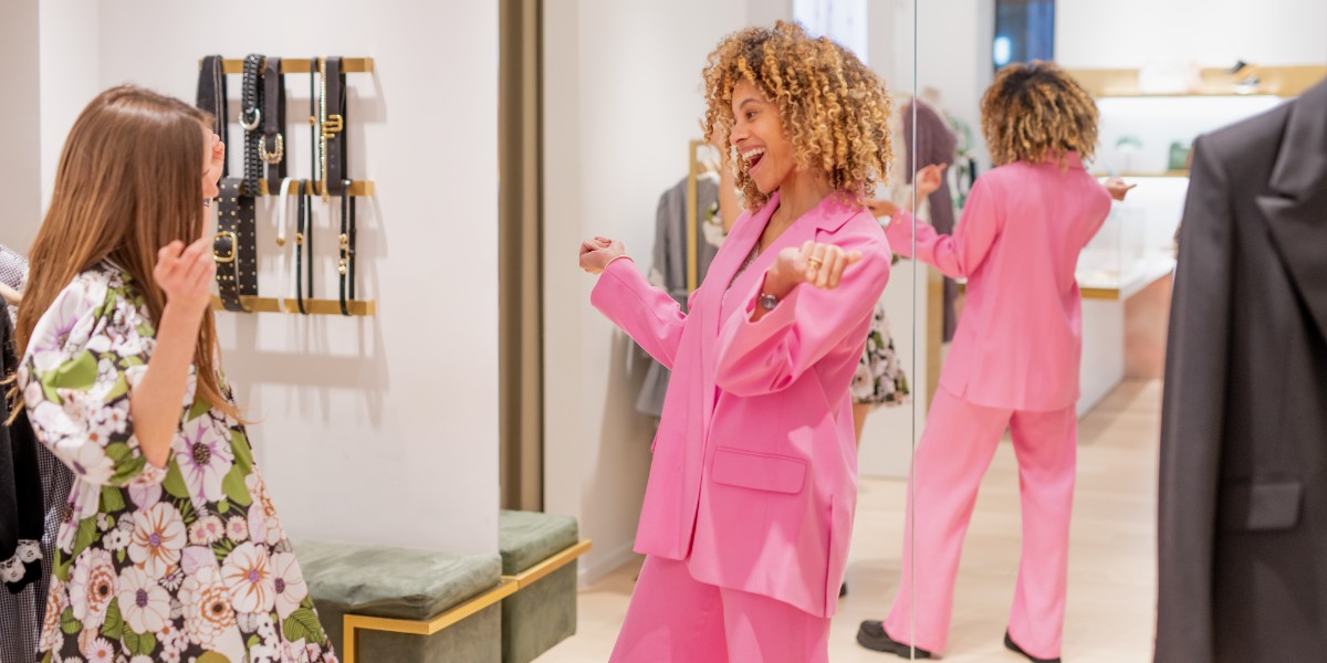 models wearing spring fashion collections on grey background